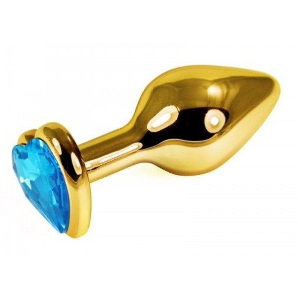 Анальная пробка с кристаллом SKN - GOLD HEART 06, размер S