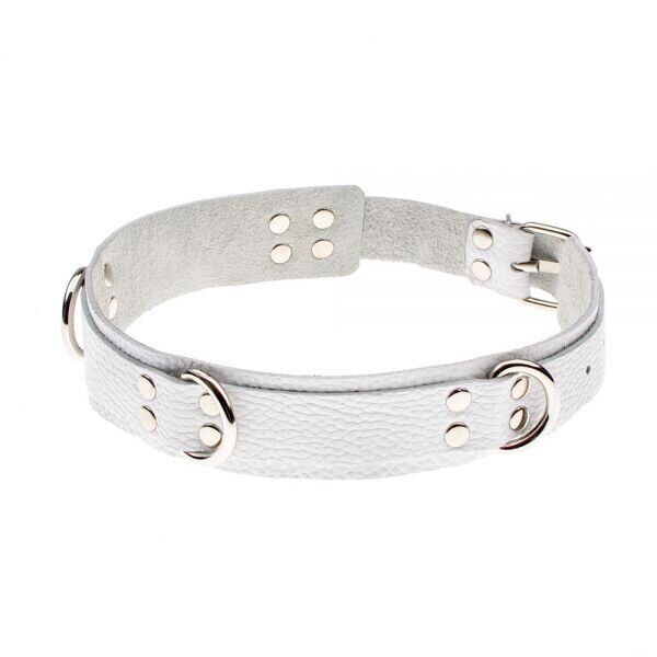 Ошейник Slave leather collar,white