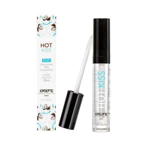 Стимулирующий блеск для губ Exsens Coconut Hot Kiss 7мл, согревает и охлаждает 