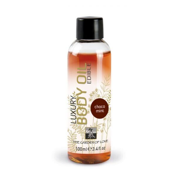 Съедобное масло для тела SHIATSU Luxury Body oil  EDIBLE, с ароматом Шоколада и мяты 100 мл
