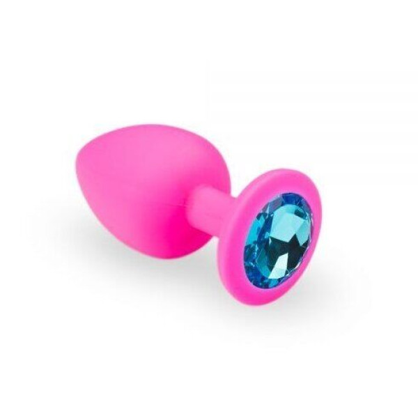 Силиконовая анальная пробка с кристаллом Pink Silicone Topaz, размер M