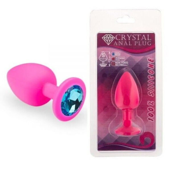 Силиконовая анальная пробка с кристаллом Pink Silicone Topaz, размер M