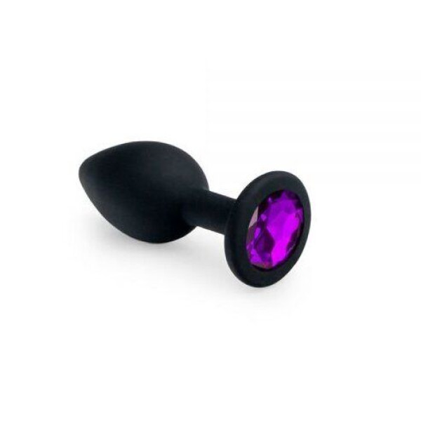 Силиконовая анальная пробка с кристаллом Black Silicone Amethyst, размер S