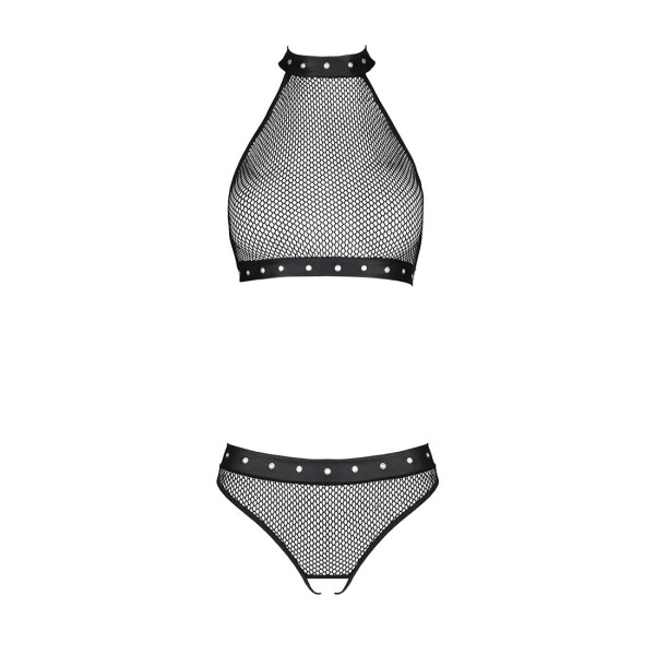 Белье с открытым доступом Passion MOONLIGHT SET S/M black, топ, стринги