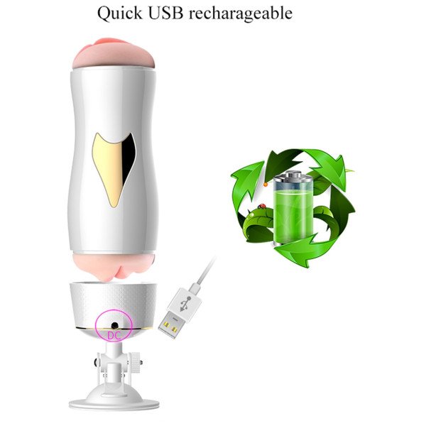 Мастурбатор с двумя входами на присоске Boss Series: Vibrating Masturbation Cup White