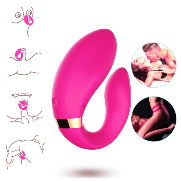 Вибромассажер для пар Boss Series с пультом ДУ - Couple Vibrator Pink USB 9 Function