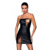 Мини-платье из экокожи CELINE CHEMISE black XXL/XXXL - Passion: шнуровка, трусики в комплекте