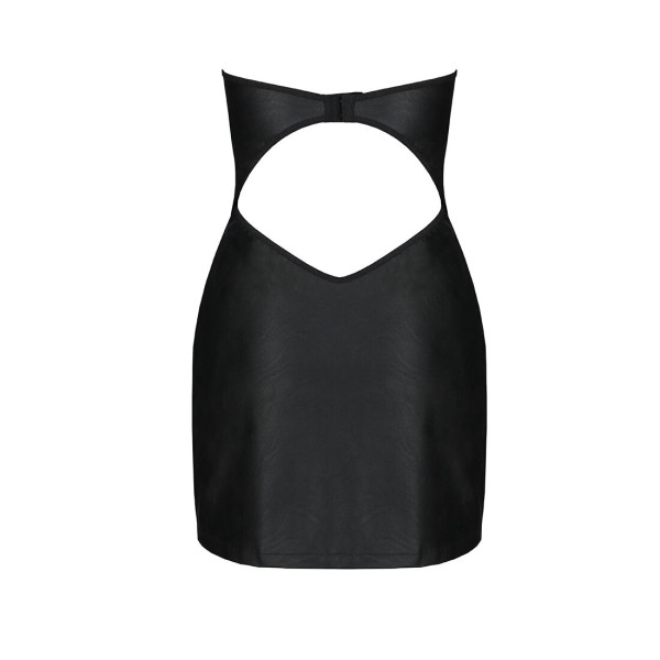 Мини-платье из экокожи CELINE CHEMISE black XXL/XXXL - Passion: шнуровка, трусики в комплекте