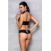 Комплект из эко-кожи: бра и трусики с имитацией шнуровки Nancy Bikini black - Passion, размер S/M