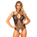 Тедди с открытым доступом Leg Avenue Net and lace crotchless teddy One size Black, шнуровка на спине