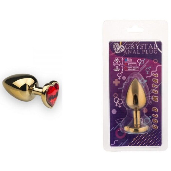 Анальная пробка, Gold Heart Ruby, S