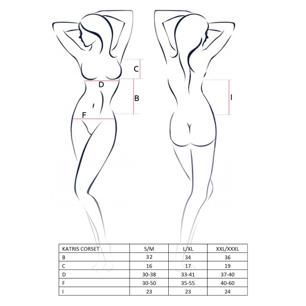 Корсет с пажами KATRISS CORSET black XXL/XXXL - трусики, шнуровка