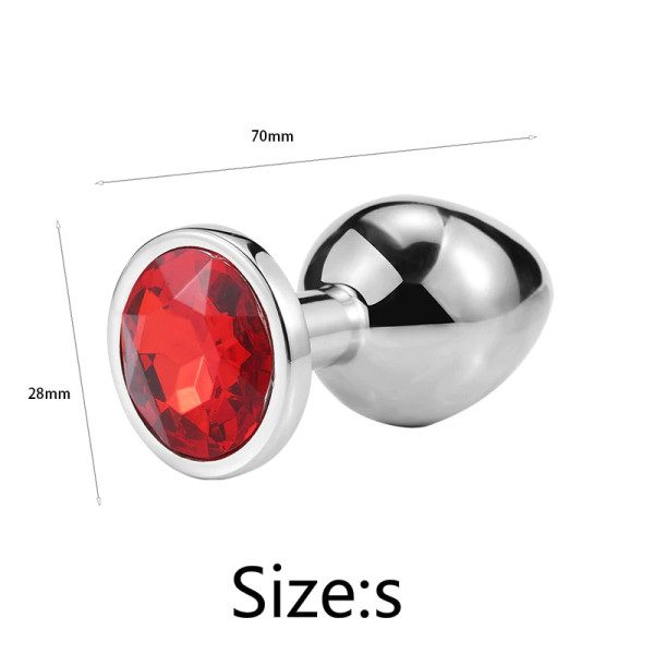 Металлическая анальная пробка, Silver Ruby, размер S