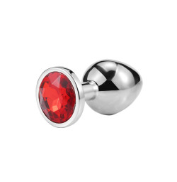 Металлическая анальная пробка, Silver Ruby, размер S