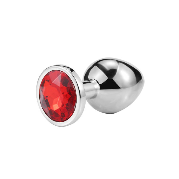 Металлическая анальная пробка, Silver Ruby, размер S