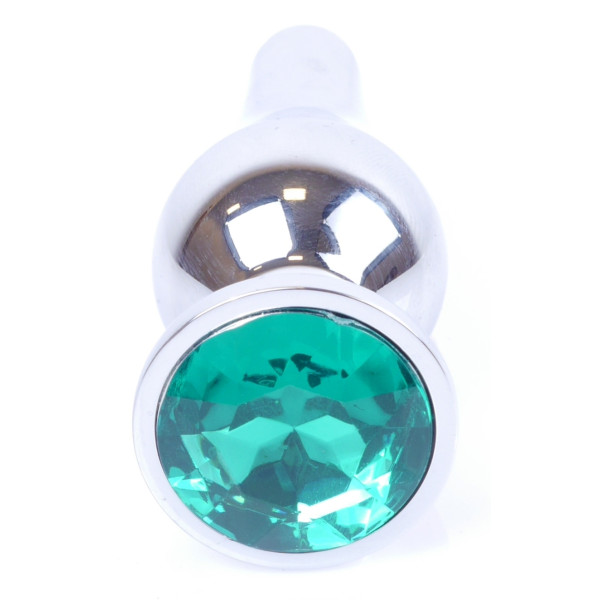 Анальная пробка Boss Series - Jewellery Silver BUTT PLUG Green