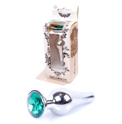 Анальная пробка Boss Series - Jewellery Silver BUTT PLUG Green