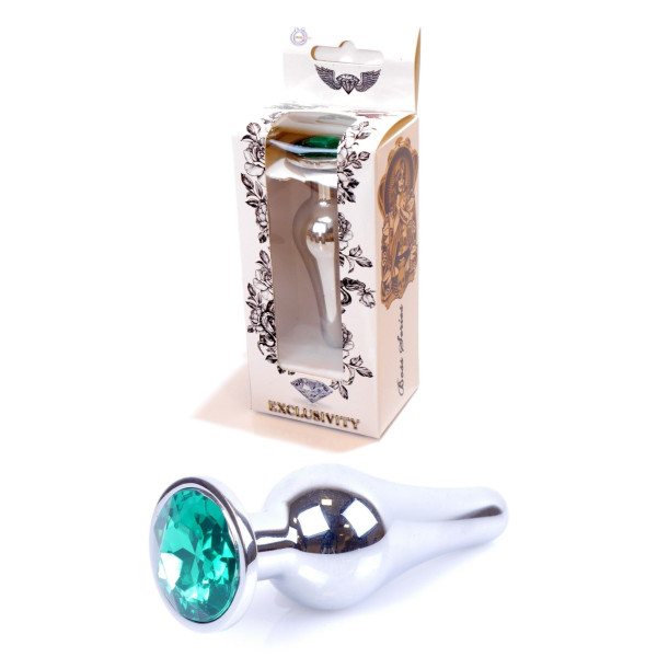 Анальная пробка Boss Series - Jewellery Silver BUTT PLUG Green