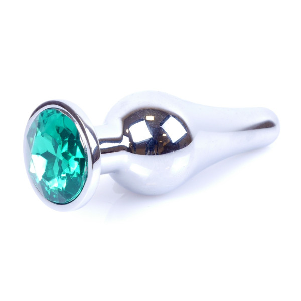 Анальная пробка Boss Series - Jewellery Silver BUTT PLUG Green