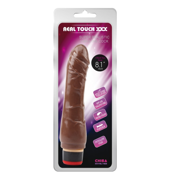 Вибромассажер CHISA Real Touch XXX - 8.1” Vibe Cock, Brown