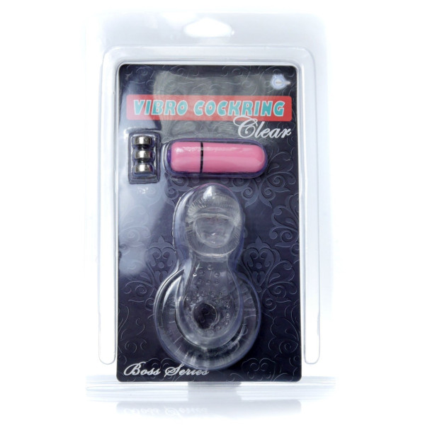 Эрекционное вибро кольцо BOSS - Tongue Vibro Cock Ring Clear