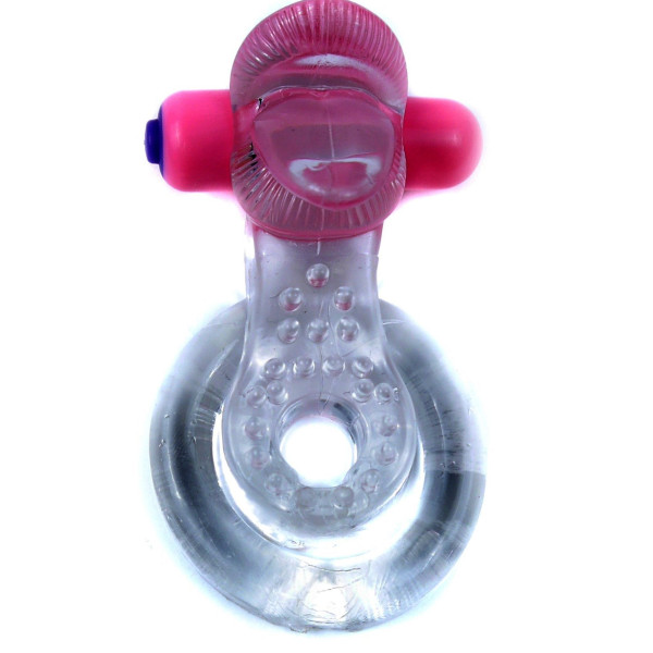 Эрекционное вибро кольцо BOSS - Tongue Vibro Cock Ring Clear