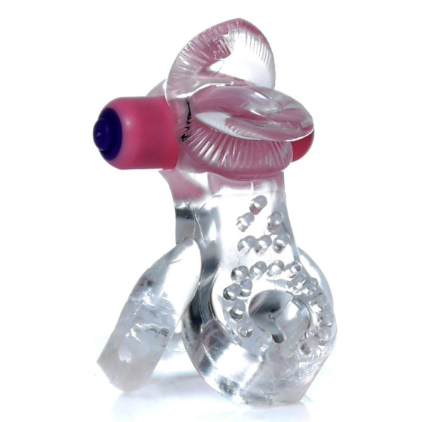 Эрекционное вибро кольцо BOSS - Tongue Vibro Cock Ring Clear