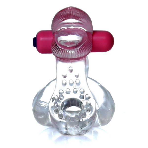 Эрекционное вибро кольцо BOSS - Tongue Vibro Cock Ring Clear