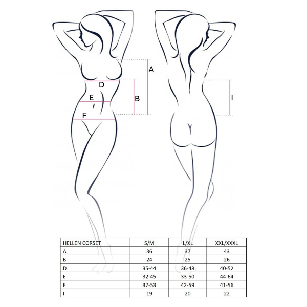 Корсет с пажами HELLEN CORSET black XXL/XXXL - трусики