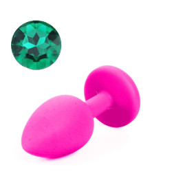 Силиконовая анальная пробка с кристаллом Silicon Pink 02, размер S