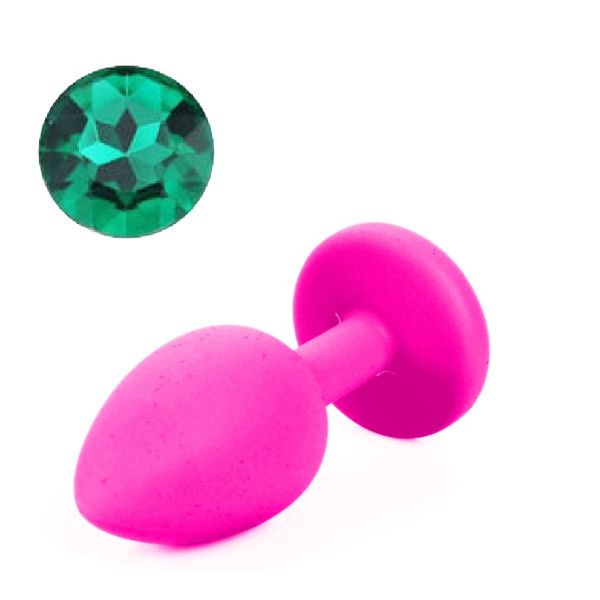 Силиконовая анальная пробка с кристаллом Silicon Pink 02, размер S