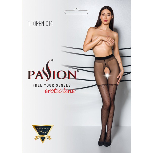 Колготки с открытым доступом Passion TIOPEN 014 black 1/2 (20 den), имитация чулок