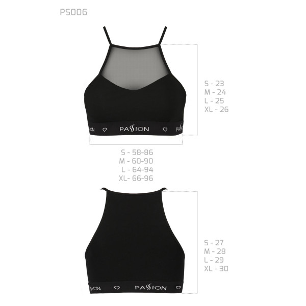 Спортивный топ с прозрачной вставкой Passion PS006 TOP black, размер XL