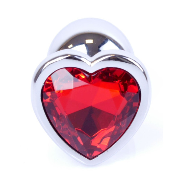 Анальная пробка Boss Series - Jewellery Silver Heart PLUG Red S