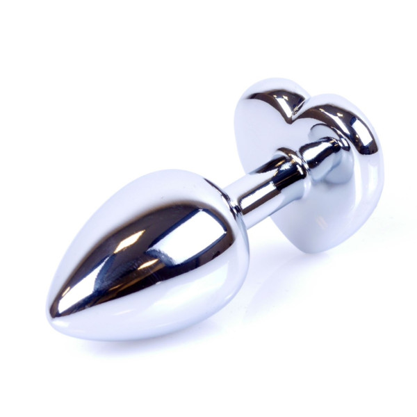 Анальная пробка Boss Series - Jewellery Silver Heart PLUG Red S