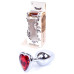 Анальная пробка Boss Series - Jewellery Silver Heart PLUG Red S