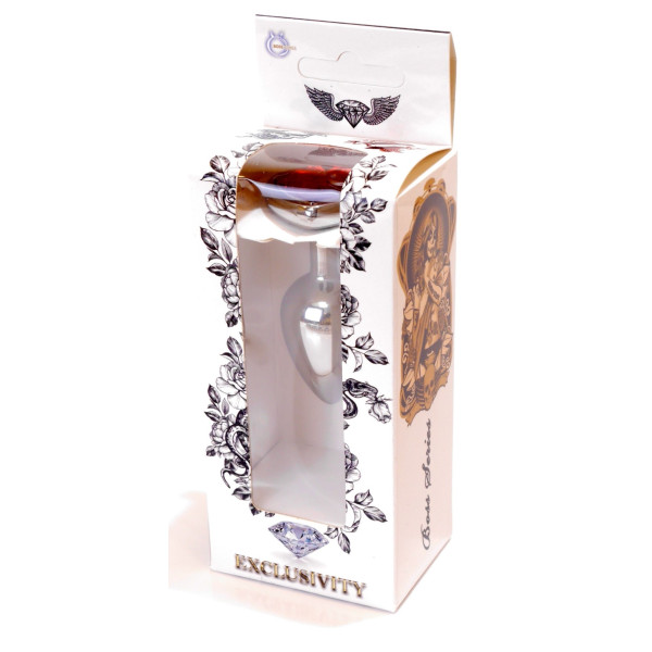 Анальная пробка Boss Series - Jewellery Silver Heart PLUG Red S