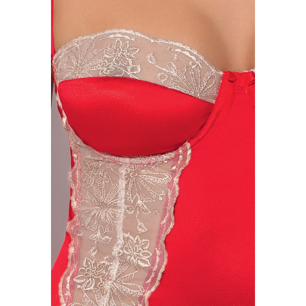 Сорочка приталенная с чашечками LORAINE CHEMISE red S/M, трусики