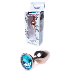 Анальная пробка Boss Series - Jewellery Red Gold PLUG Light Blue S
