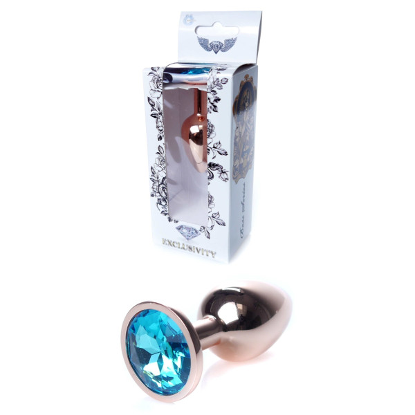Анальная пробка Boss Series - Jewellery Red Gold PLUG Light Blue S