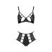 Комплект белья Passion TASMINA SET XXL/XXXL black, лиф, высокие трусики с корсетом сзади