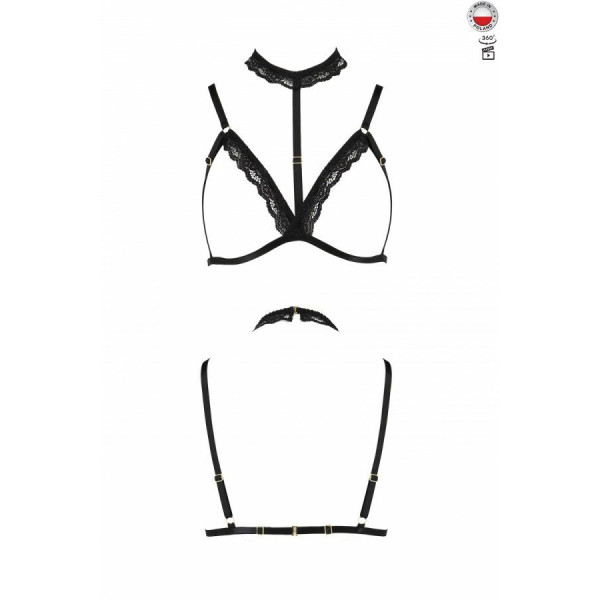 Бюстгальтер-стрепы с чокером SHELLY BRA black S/M