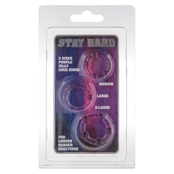 Набор из 3 шт эрекционных колец STAY HARD - Three Rings Purple,