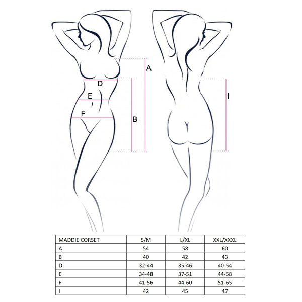 Корсет-сорочка с пажами MADDIE CORSET black XXL/XXXL - трусики