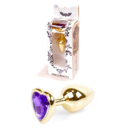 Анальная пробка Boss Series - Jewellery Gold Heart PLUG Purple S