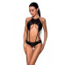 Боди из эко-кожи Passion Tamaris Body black: с ремешками и перфорацией, размер XXL/XXXL