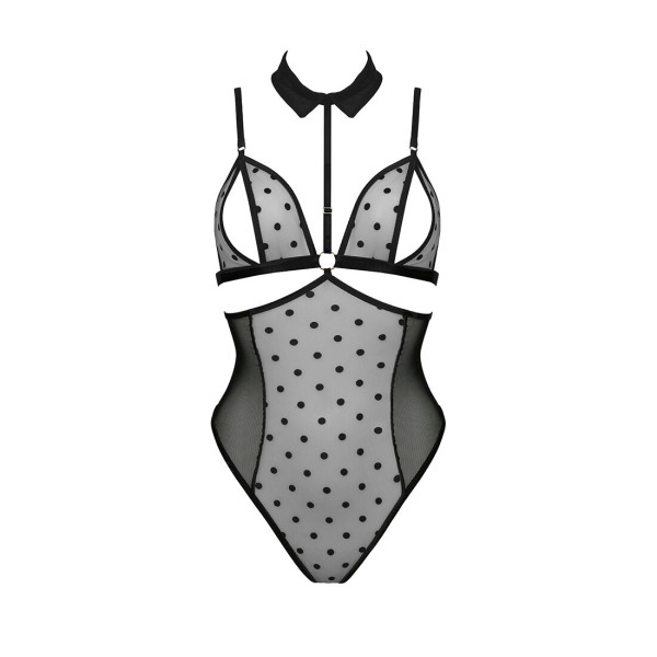 Боди с открытой грудью Passion DOMINICA BODY S/M black, воротник-чокер, корсет