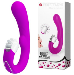 Перезаряжаемый вибратор с клиторальным стимулятором-ротатором Pretty Love Magic Tongue