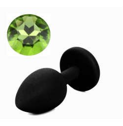 Силиконовая анальная пробка с кристаллом Silicon Black 10, размер S