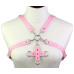 Портупея из искусственной кожи с фиксатором Womens PU Leather Chest Harness Caged Bra PINK